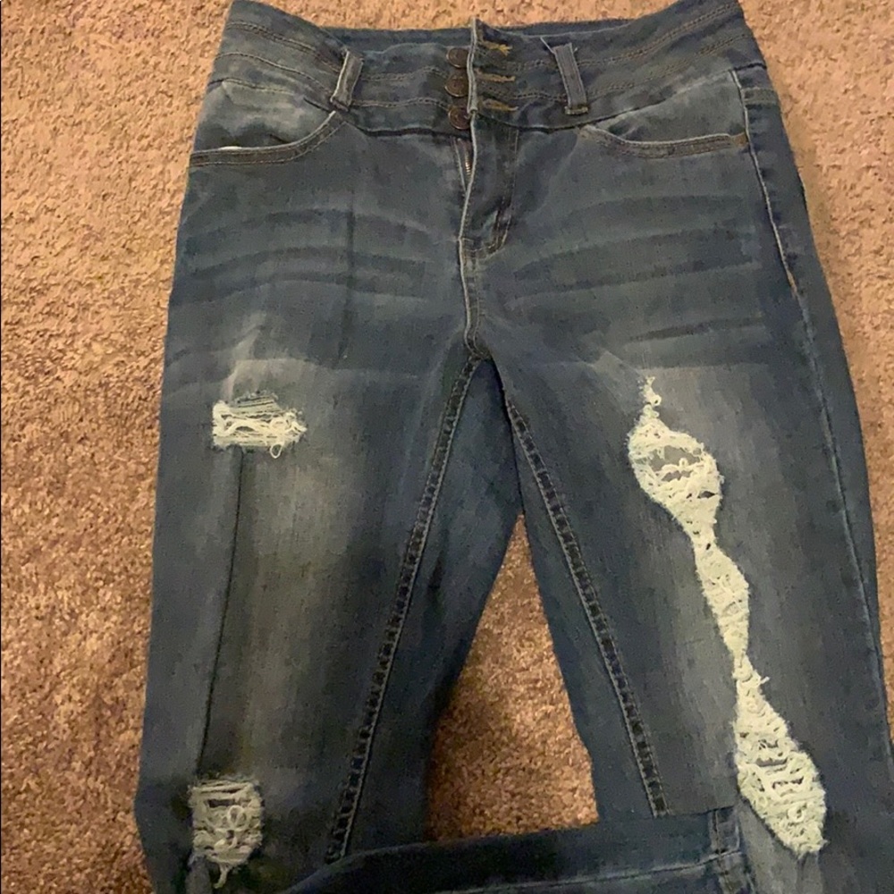High waisted skinny jeans